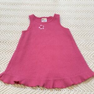 Sweet Potatoes Dress Girls 2T Pink Fleece Sleeveless Flower Ruffle USA Made VTG